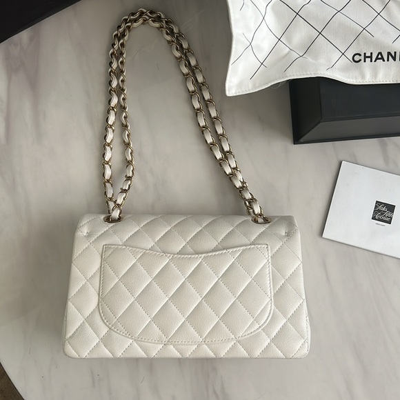 White Chanel Small Classic Flap with Gold Hardware - Picture 2 of 11